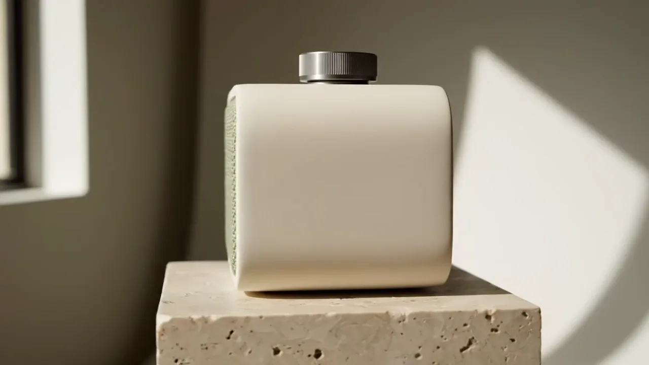 Loam from behind its shoulder, showing the smooth matte ceramic side.