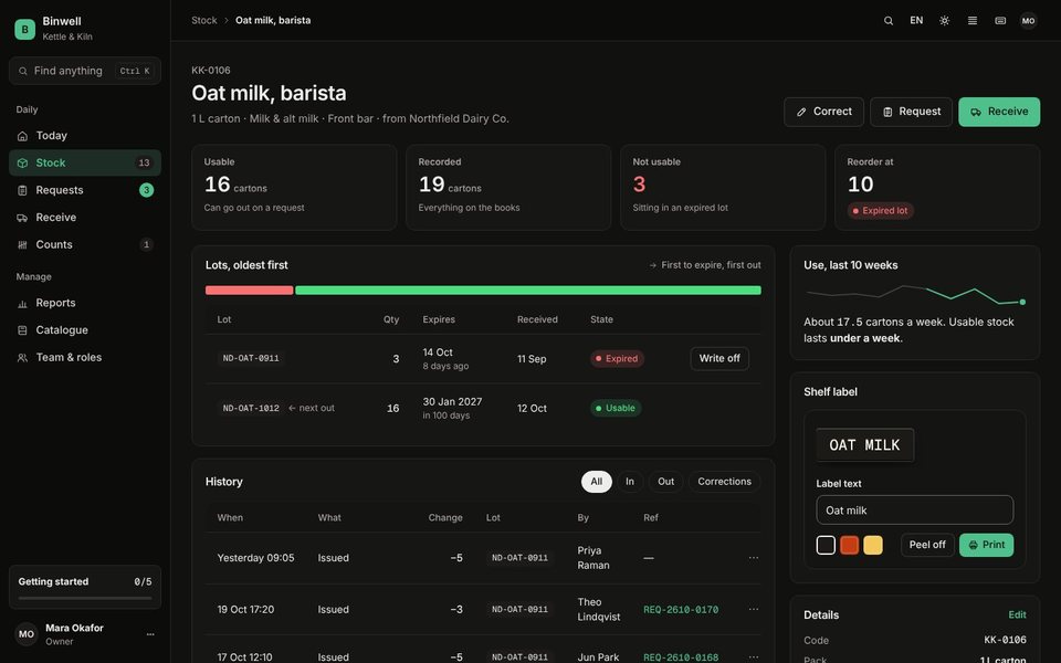 An item page in the dark theme.